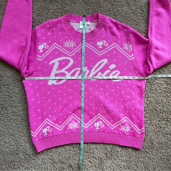 Barbie Mattel Pink Crew Neck Christmas Sweater Size Medium - Picture 7 of 8